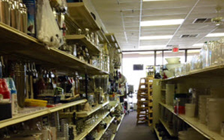 An aisle of small restaurant supplies at Skelton's Inc.